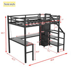 Cama alta Twin XL con escritorio en forma de L y USB