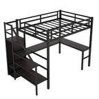 Cama alta Twin XL con escritorio en forma de L y USB