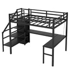 Cama alta Twin XL con escritorio en forma de L y USB