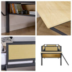 Cama alta LED de metal tamaño individual con escritorio rectangular y estantes de almacenamiento