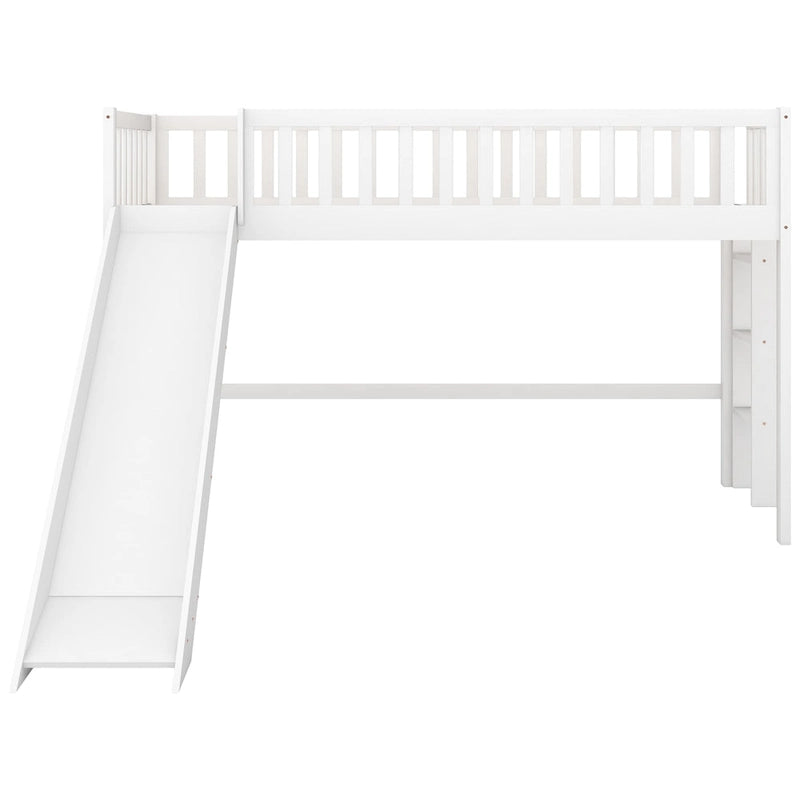 Litera baja individual con escalera y tobogán