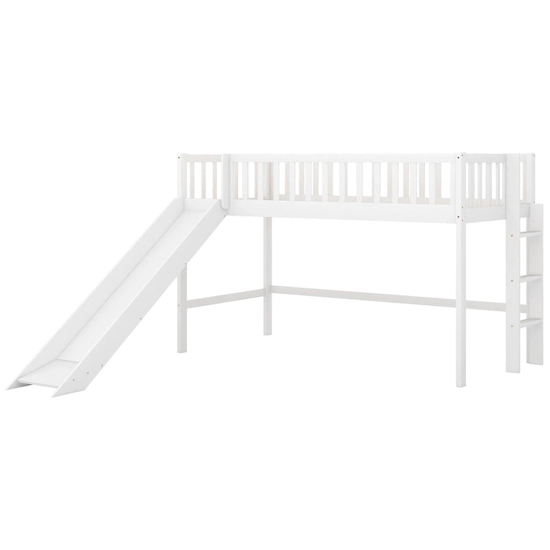Litera baja individual con escalera y tobogán