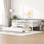 Sofá cama de madera con nido y barandillas de seguridad