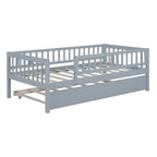 Sofá cama de madera con nido y barandillas de seguridad