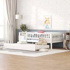 Sofá cama de madera con nido y barandillas de seguridad