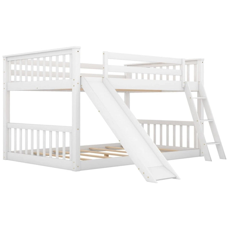 Litera con tobogán y escalera convertibles, gris/blanco