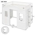 Full Size House Design Loft Bed With Ladder and Windows