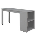Cama alta de estudio bajo con gabinete, estantes y escritorio portátil con ruedas, cama de múltiples funciones - Espresso