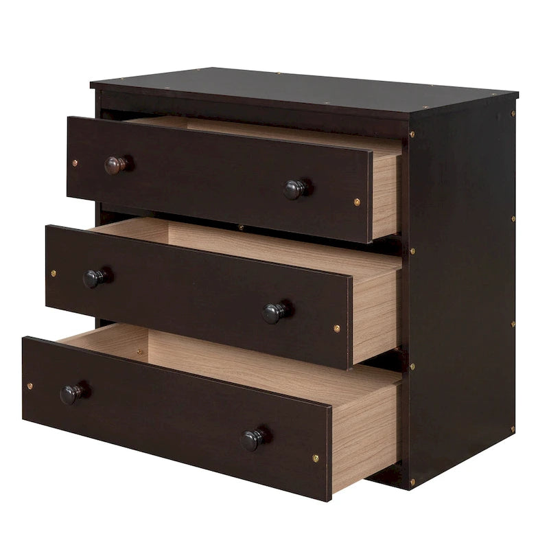 Cama alta de estudio bajo con gabinete, estantes y escritorio portátil con ruedas, cama de múltiples funciones - Espresso