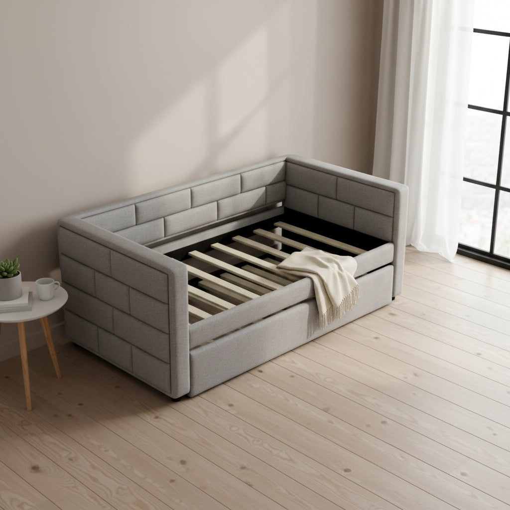 Twin Size Daybed with Trundle in Gray