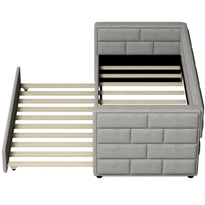 Sofá cama doble con nido en gris