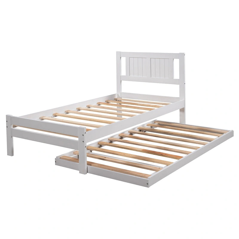 Cama de plataforma matrimonial con cama nido ajustable