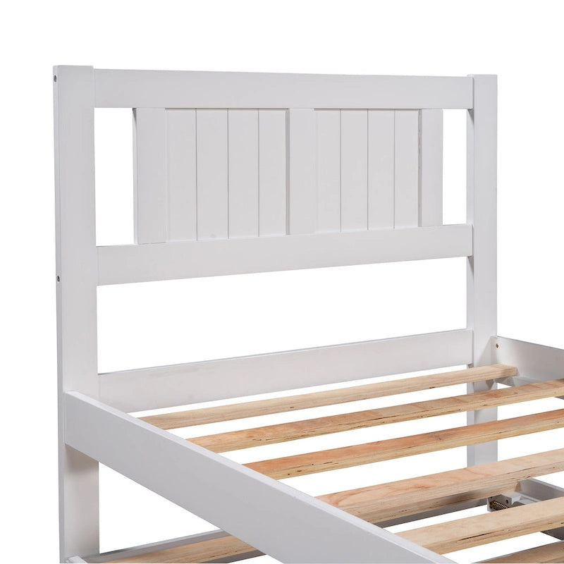 Cama de plataforma matrimonial con cama nido ajustable