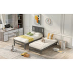Cama de plataforma matrimonial con cama nido ajustable