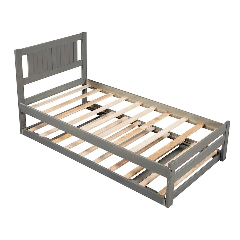 Cama de plataforma matrimonial con cama nido ajustable