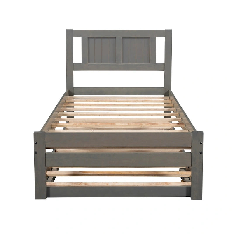Cama de plataforma matrimonial con cama nido ajustable