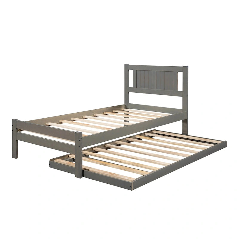 Cama de plataforma matrimonial con cama nido ajustable