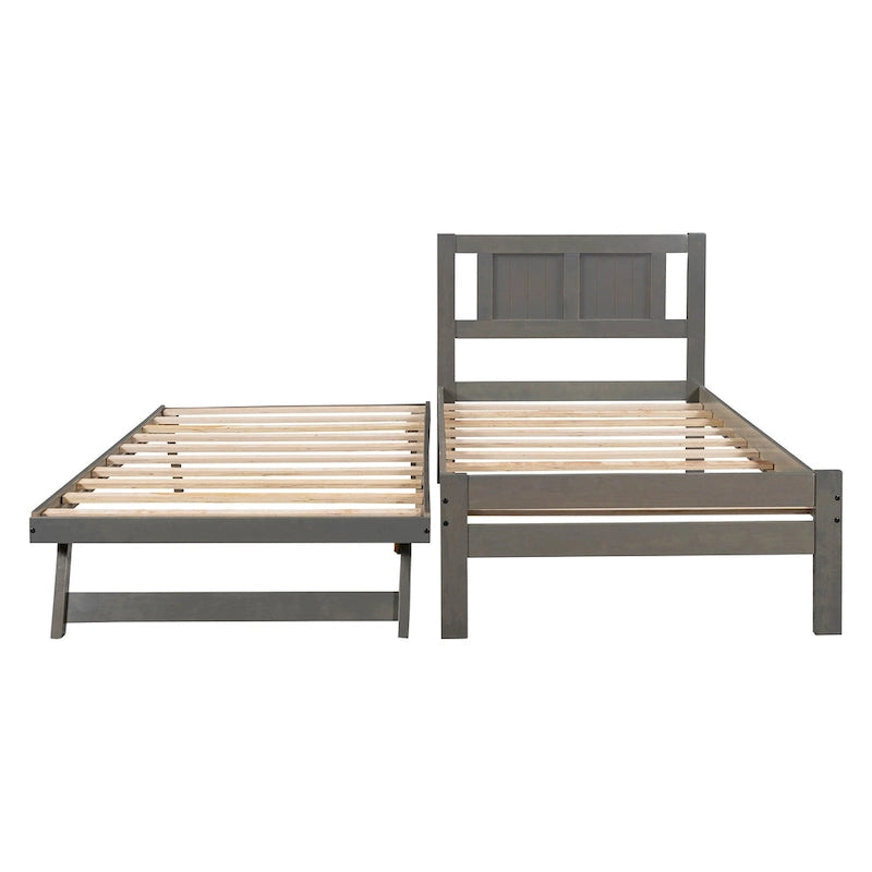 Cama de plataforma matrimonial con cama nido ajustable