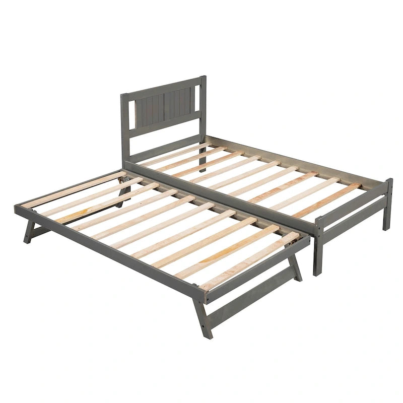 Cama de plataforma matrimonial con cama nido ajustable