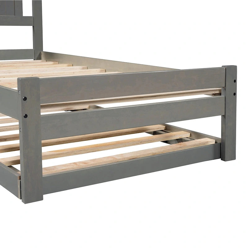Cama de plataforma matrimonial con cama nido ajustable
