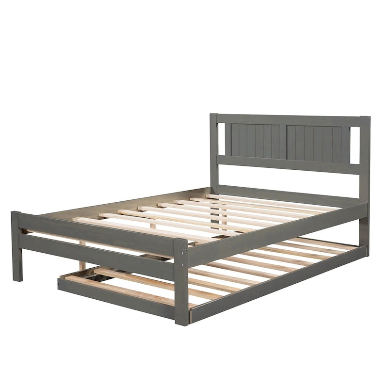 Cama de plataforma matrimonial con cama nido ajustable