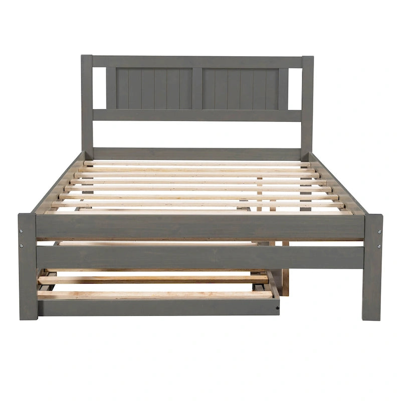 Cama de plataforma matrimonial con cama nido ajustable