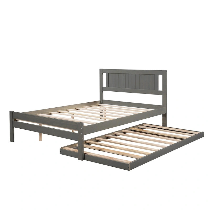 Cama de plataforma matrimonial con cama nido ajustable