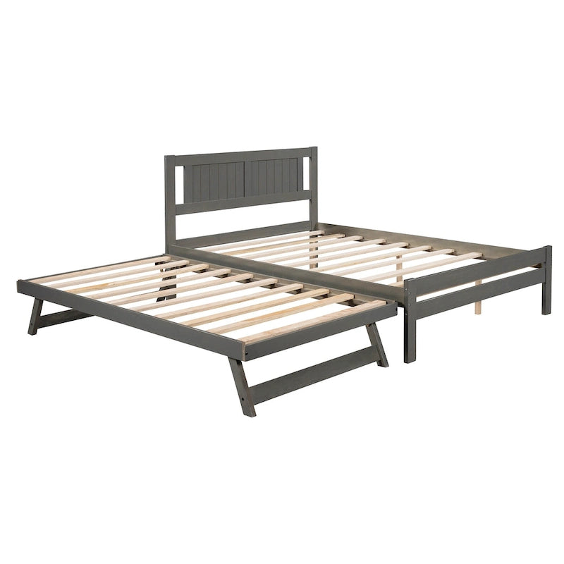 Cama de plataforma matrimonial con cama nido ajustable
