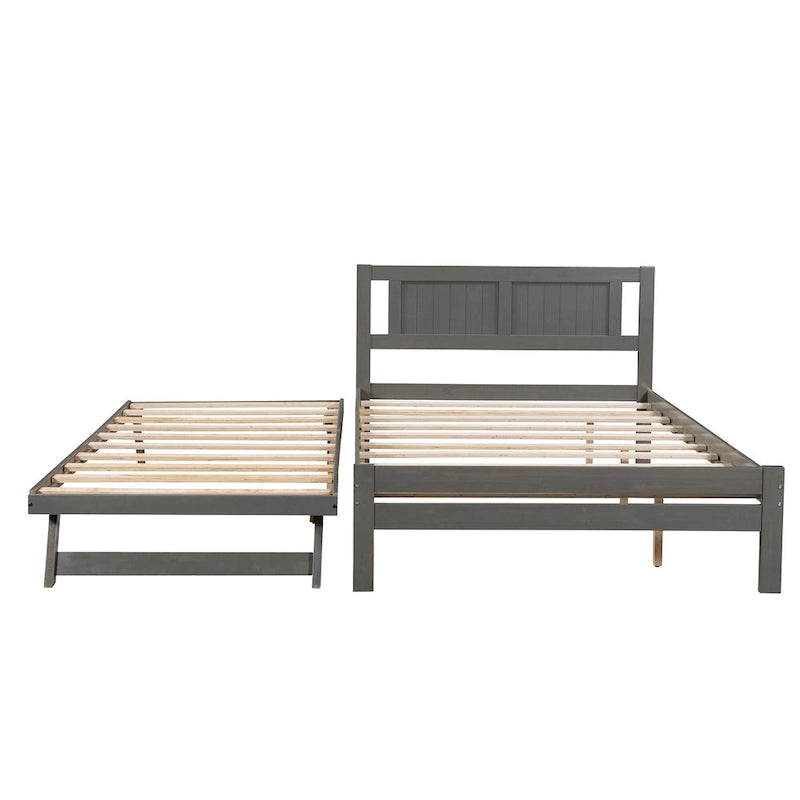 Cama de plataforma matrimonial con cama nido ajustable