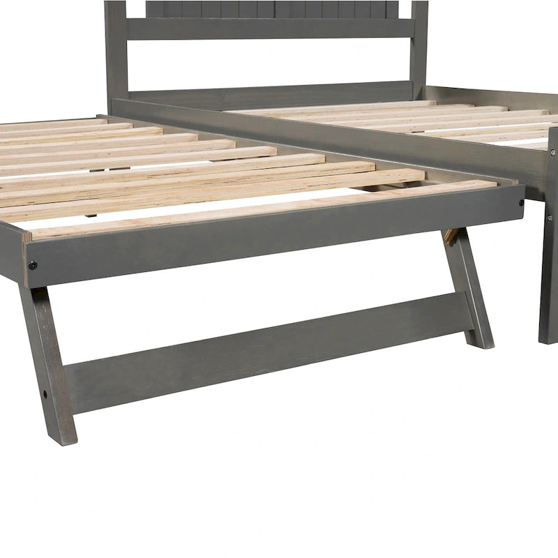 Cama de plataforma matrimonial con cama nido ajustable