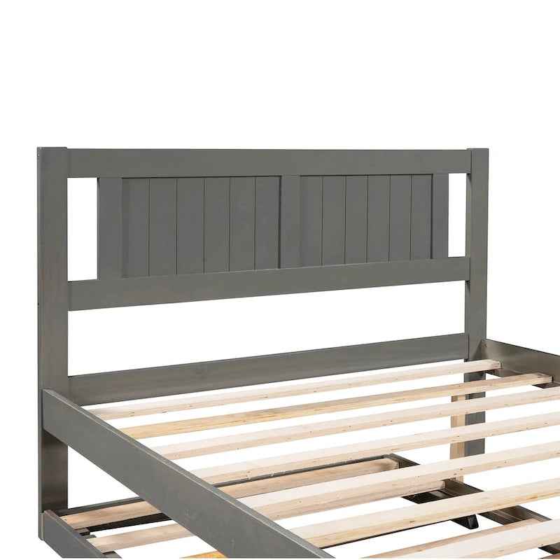 Cama de plataforma matrimonial con cama nido ajustable