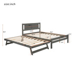 Cama de plataforma matrimonial con cama nido ajustable
