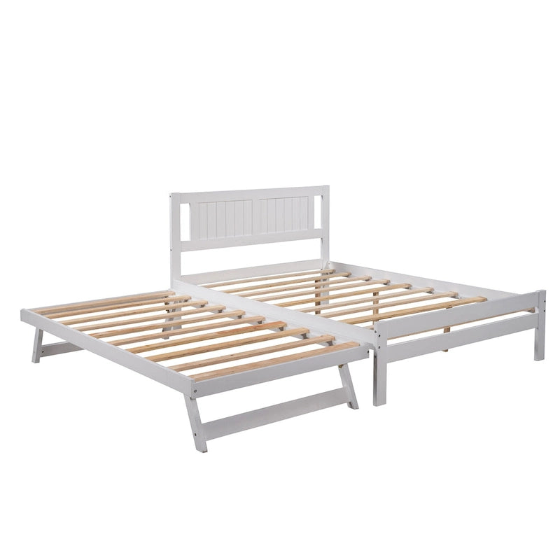 Cama de plataforma matrimonial con cama nido ajustable