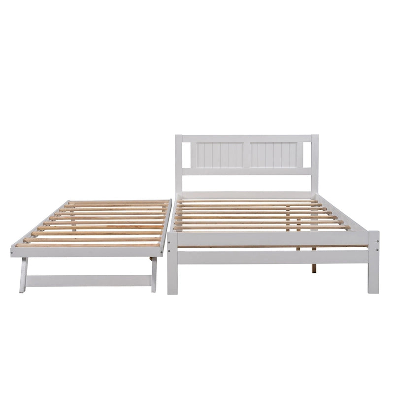 Cama de plataforma matrimonial con cama nido ajustable