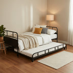 Cama Nido de Metal con Ruedas Incorporadas, Tamaño Individual