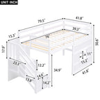 Twin Solid Wood Loft Bed with Storage Staircase