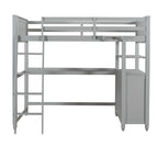 Cama alta individual con cajones y escritorio