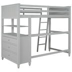Cama alta individual con cajones y escritorio