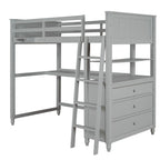 Cama alta individual con cajones y escritorio