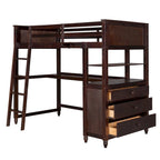 Cama alta individual con cajones y escritorio
