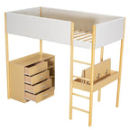 Cama alta tapizada de madera y felpa de borreguillo, tamaño twin