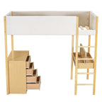 Cama alta tapizada de madera y felpa de borreguillo, tamaño twin