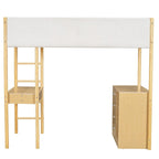 Cama alta tapizada de madera y felpa de borreguillo, tamaño twin