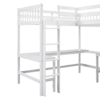 Litera tipo loft en forma de L de tamaño doble para niños, niñas, adultos y niños pequeños con escalera y 2 escritorios integrados en forma de L