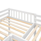 Litera tipo loft en forma de L de tamaño doble para niños, niñas, adultos y niños pequeños con escalera y 2 escritorios integrados en forma de L