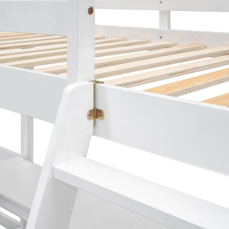 Litera tipo loft en forma de L de tamaño doble para niños, niñas, adultos y niños pequeños con escalera y 2 escritorios integrados en forma de L