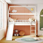 Cama alta de madera con tobogán, cama nido individual