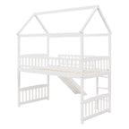 Cama alta de madera con tobogán, cama nido individual