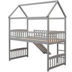 Cama alta de madera con tobogán, cama nido individual