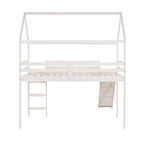 Cama alta individual con tobogán, cama con tobogán con forma de casa